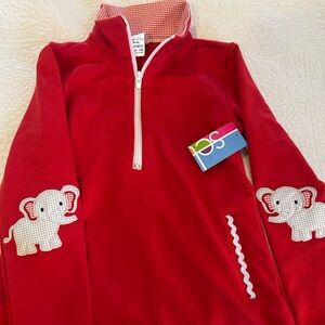 SET Athleisure NWT Red Quarter-Zip Pullover with Elephant Patches